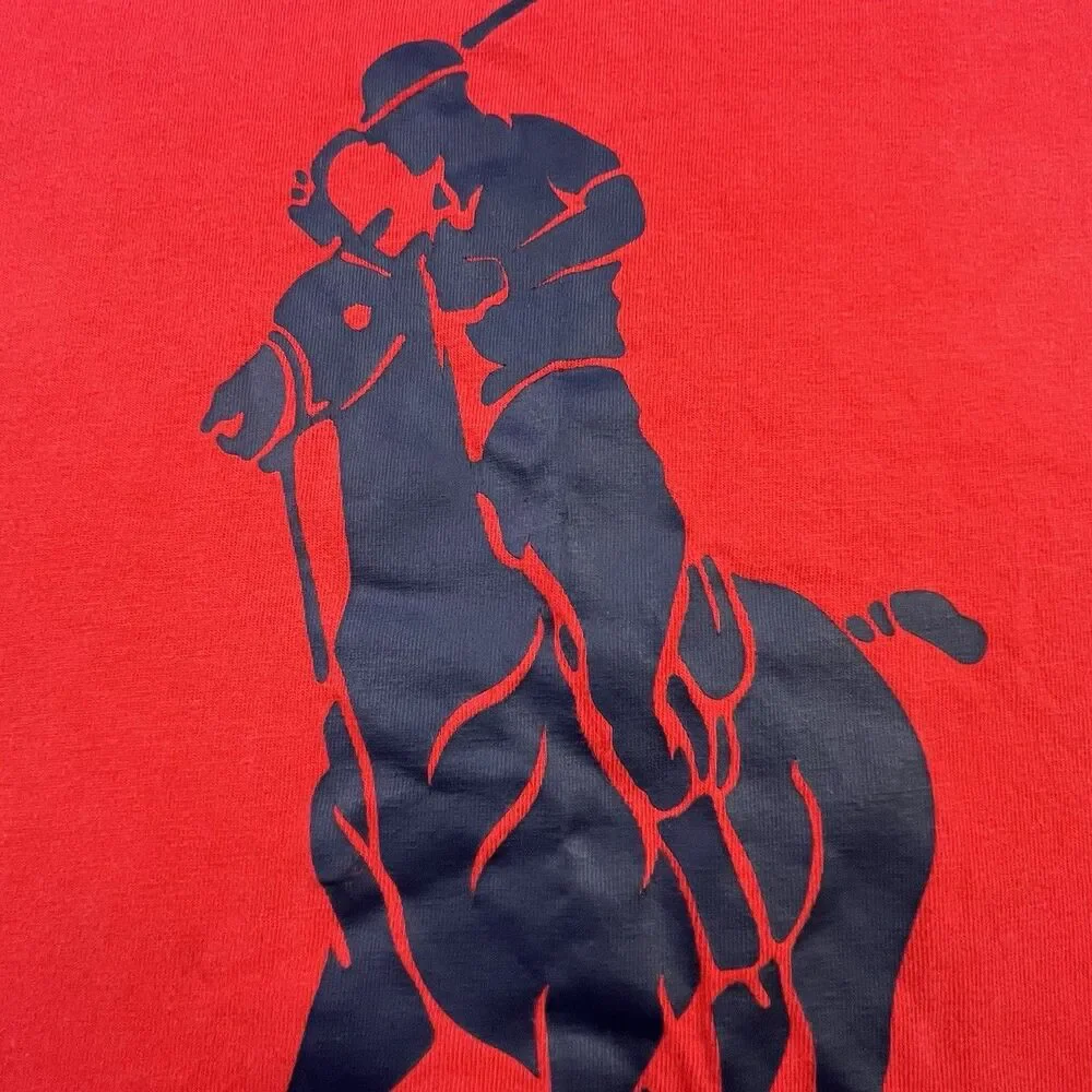 Polo Ralph Lauren T-Shirt Mens Mediums Red Big Pony Logo Graphic Tee Cotton